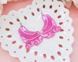 Roller Skates Pink Mirror Acrylic Handmade Earrings