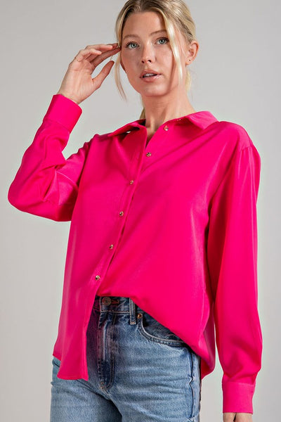 BUTTON FRONT COLLARED BLOUSE TOP