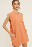 MINERAL WASHED SLEEVELESS DRESS WITH SIDE POCKETS
