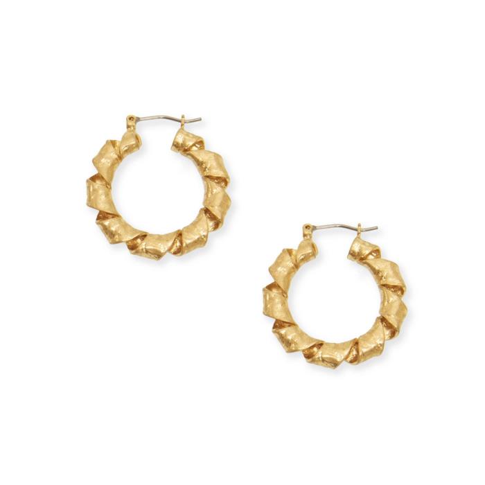 GOLD TWISTED RIBBON HOOP EARRINGS Circa Boutique + Gifts