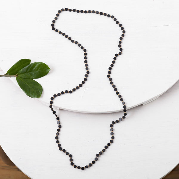 Black Beaded Disc Necklace - BBN048