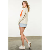 Colorblock Heart Knit Sweater