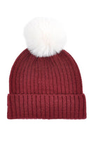 Two Tone Color Pom Pom Beanie Winter Hat