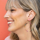 Kelly Color Block Beaded Hoop Earrings Muted Rainbow Wholesale