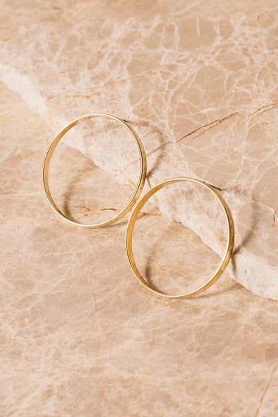 Circle Earrings | Gold Chai Large Studs | 18K Gold Plating