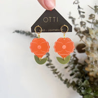 Botanical-Inspired Lightweight Acrylic Earring: Petite Poppy