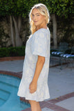 36437 Floral Embroidered Flared Hem Mini Dress