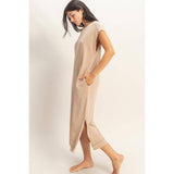Mineral Wash Cap Sleeve Midi Dress