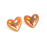 Iridescent Puffy Love Heart Stud earrings