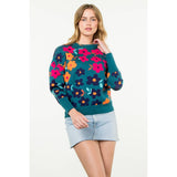 Flower Rib Knit Sweater