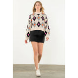 Argyle Pattern Knit Sweater