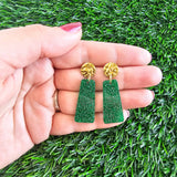 Mia Mini Earrings - Green Glitter // Jewelry, Earrings, Game Day, Christmas
