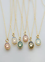 Paw Print Gemstone Necklace: 20 inches / Mother of Pearl