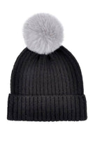 Two Tone Color Pom Pom Beanie Winter Hat