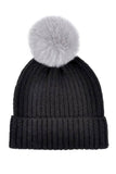 Two Tone Color Pom Pom Beanie Winter Hat