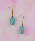 Teal Fluted Acrylic Earrings