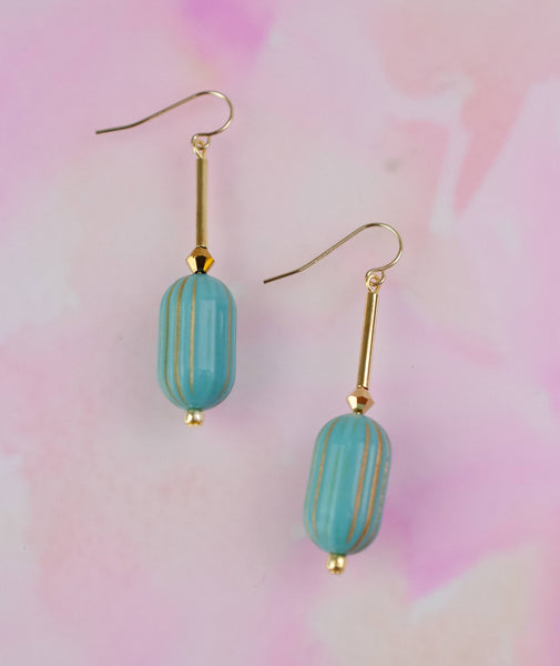 Teal Fluted Acrylic Earrings