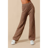 CHECKER PATTERN KNITTED STRAIGHT LEG SWEATER PANTS