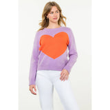 Colorblock Heart Knit Sweater