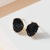 Druzy Sparkly Stone Crystals Stud Earrings