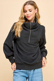 CT9019-Front Zipper Oversized Collar Pullover