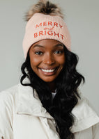 Blush Merry & Bright Knit Pom Hat
