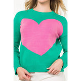Colorblock Heart Knit Sweater