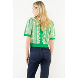 Short Sleeve Floral Pattern Button Up Top