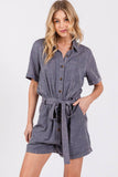 MINEREAL WASHED TIE WAIST OVERALL ROMPER