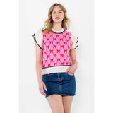 Flutter Sleeve Bow Knit Top