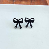 Bow Studs - Black Glitter // Game Day Earrings