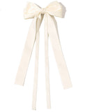 VDay Double Layered Bow Long Ribbon Barrette Clip