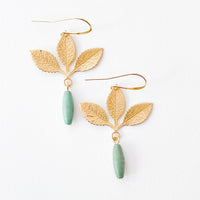 Three Leaf Earrings with Turquoise Beads