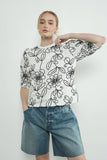 MAT3185 FLOWER EMBROIDERED T SHIRTS