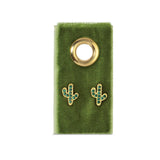 Green Pave Cactus On Velvet Gift Tag