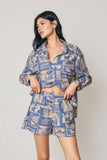 Conversational Print Relaxed Pull On Shorts