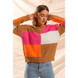 MULTI COLOR BLOCK CHECKERED SWEATER TOP