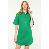 Short Sleeve Collared Button Dress