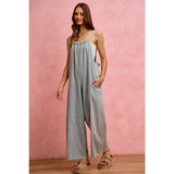 WIDE LEG LIGHTWEIGHT DENIM JUMPSUIT OVERALL