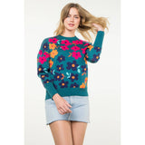 Flower Rib Knit Sweater