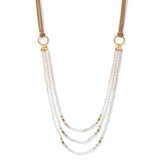 Sale - Triple Layer Beaded Necklace With Suede Accent