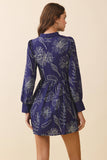 CD06295-Botanical Print Mandarin Collar Button Front dress