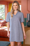 36144 Smocked V-Neck Denim Mini Dress