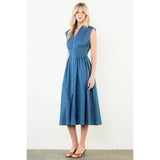 Sleeveless Denim Smocked Waist Dress
