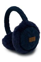 C.C Cable Knit Fur Earmuff Warmer: Light Gray