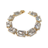 Emerald Cut Glass Crystal Linked Statement Bracelet