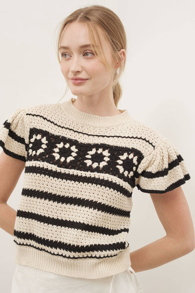 MAS2806 HANDMADE SWEATER WITH RUFFLE SLEEVE