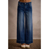 MID RISE FLARE PINTUCK BOTTOM DENIM JEANS