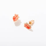 Anatomical Heart Enamel Stud Earrings