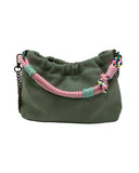 SUEDE LEATHER SHOULDER BAG PLEATED: CAMEL